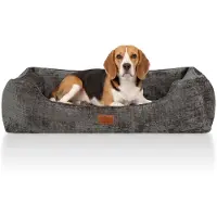 Knuffelwuff Orthopedisch hondenbed Cremona van , gemaakt van gestructureerde stof met gemêleerd karakter XXL 120 x 85cm Bruin-grijs