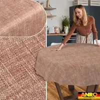 ANRO Tafelkleed Effen linnenlook Rood Rond Ø140cm Rechte rand Afwasbaar Waterafstotend