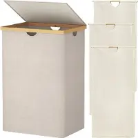 Tyr Wasmand - Wasmand Met Deksel - Wasmand 3 Vakken - Beige - 54cm x 40cm x 80cm
