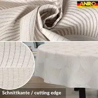 ANRO Tafelkleed Grijze cirkels Beige Ovaal 260x140cm Rechte rand Afwasbaar Waterafstotend