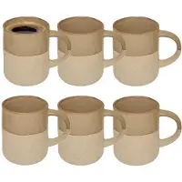 Secret De Gourmet koffie kopjes - Ancient Cairo - 6x stuks - taupe/beige - 340 ml - mokken - keramiek - met stijlvol decoratie motief