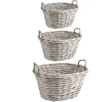 Idimex Rieten manden JUNAN, set van 3 - grijs