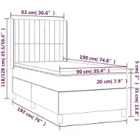 vidaXL Boxspring met matras stof crèmekleurig 90x190 cm