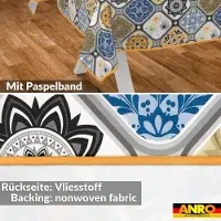ANRO Tafelkleed Porto tegels Blauw 140x120cm Met sierband Afwasbaar Waterafstotend Binnen & Buiten