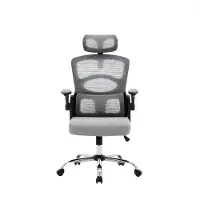 Happiq Bureaustoel - Ergonomische Mesh Stoel met Hoge Rug, Hoofdsteun, Lendensteun en 360° Draaifunctie - Metaal en Mesh - 180 cm