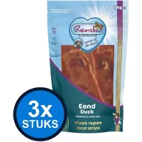 Renske 3x - Gezonde beloning vlees strip eend 1kg - Hondenvoer Snacks - 1 kg