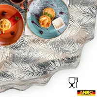 ANRO Tafelkleed Bladeren Grijs Ovaal 280x140cm Rechte rand Afwasbaar Waterafstotend Binnen & Buiten
