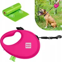 Waudog Automatische Hondensnoer Roze - Maat M, tot 20kg, met Poepzakhouder