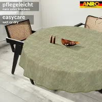 ANRO Tafelkleed Effen linnenlook Meerkleurig Rond Ø120cm Met sierband Afwasbaar Waterafstotend