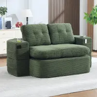 MODFU Relaxbank met corduroy bekleding, modulaire bank die fungeert als een 2-in-1 loungebank met een ligfunctie, dubbele bekerhouders en een extra diepe zitplaats, smaragdgroen