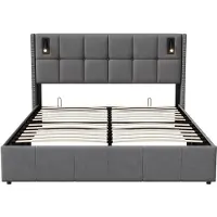 Happiq Opbergbed 160 X 200 Cm Grijs - met Lattenbodem