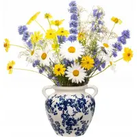 Artpol Keramieken Vaas Bloemen Wit 21cm - Stijlvolle Decoratie