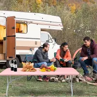 HAUSS SPOLE Campingtafel - Opvouwbare Zware Vouwtafel Met Handgreep En Groot Blad - Voor Kamperen En Feesten Binnen En Buiten - Roze - 244x76x73,6 Cm