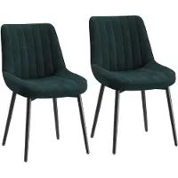 COLAMY Fluwelen eetkamerstoelen - set van 2 - stoelen voor eetkamer - metalen poten - dik zitkussen - gestoffeerde keukenstoel - antislipzolen - groen