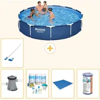 Bestway Steel Pro, ronde opblaasbare zwembad - 366x76 cm - 6-delig, model S22105