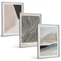 Tulup 4-Delige Schilderij Set - Abstracte patronen in beige en grijze tinten. - 40 x 60 cm - Muurdecoratie - Wanddecoratie - Slaapkamer - Interieur Decoratie