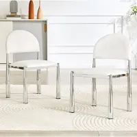 STILVORA Eetkamerstoel Set Van 2 80 Cm Ergonomische Halfronde Rugleuning Zachte Zitting Voor Eetkamer En Keuken Kunstleer Wit