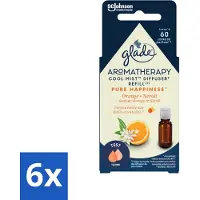 Glade 6 x - Mistnavulling Pure Happiness - Aromatherapie - 17,4 ml - Geur Diffuser - Aromatherapie - Sinaasappel Geur - Neroli Geur - Positieve Energie