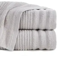 Eurofirany SAMMY katoenen badstof handdoek 70x140 cm - Zilver met reliëfstrepen