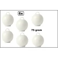 Wefiesta 6 stuks Ballon gewicht Kettlebell wit - 75 gram - Tafeldecoratie thema feest ballon party festival