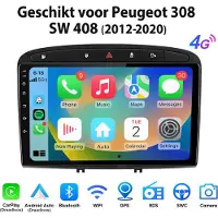 Junsun Autoradio Geschikt voor Peugeot 308 408 308SW RCZ 2012-2020 met Android 15 - Draadloze CarPlay & Android Auto - Bluetooth - GPS-navigatie - Wifi & 4G - RDS - 6GB+128GB