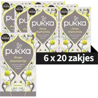 Pukka Tea Three Chamomile - 120 Theezakjes - Biologische Kruidenthee - Kamillebloem - 6 x 20 zakjes - Thee Voordeelverpakking