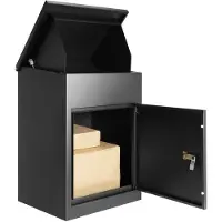 SucceBuy Brievenbus - Pakketbox - Pakketbrievenbus - Pakketbox buiten - Wand gemonteerd - Brievenbus Hangend - Anti diefstal pakketbox - Brieven en pakketjes - 32.5 x 35 x 58.3 cm - Antraciet