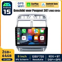 Hexinex HexinexMarket - Autoradio Geschikt voor Peugeot 307 (2002- 2013) - Draadloos CarPlay, Android Auto, GPS Navi, multimediaspeler - 2GB+64GB