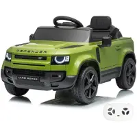 Vrooomy Land Rover Defender 90 Elektrische Kinderauto 12V 1 tot 5 jaar - Accuvoertuig met Afstandsbediening, EVA wielen & 3-puntsgordel - Accuvoertuig met Werkende Deuren & MP3-speler - Groen