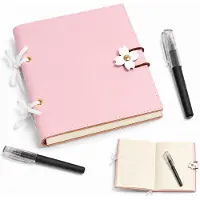 VHV - Notitieboek - Roze Dagboek - Bloemmotief -3D Sluiting 15x15cm - 240Vellen -Inclusief twee pennen- Notitieboeken - PU Lederen Schrijfblok voorSchool, Studie, Werk Journaling en Schetsen
