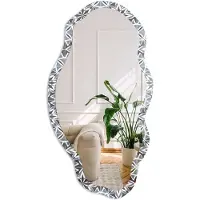 Coloray Geometrische Bloemen Spiegel - Marine Rechthoekige Spiegel Met Modern Design - Organische Spiegel - Badkamer, Hal, Woonkamer - Geometrisch - 45x90 cm - Totale afmeting 52x97 cm