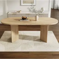 OKWISH Eettafel – 200 x 90 x 75 cm – Geschikt Voor 6-8 Personen – Afgeronde Hoeken – Verdikt Tafelblad – MDF Eikenkleur