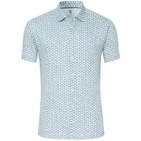 Desoto Short Sleeve Overhemd Print Blauw