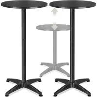 TecTake Aluminium Statafels - Ø60 cm - Set van 2 Bistrotafels - Klaptafels - Terrastafel - In Hoogte Verstelbaar van 75 tot 115 cm - Zwart - Opklapbaar - Partytafels - Geschikt voor Binnen en Buiten