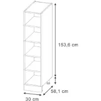 Vicco Keukenrek Fame-Line, Antraciet, 30 cm zonder werkblad