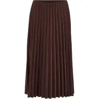 We fashion - Dames plissé midi rok van suède look - Regular fit - Donkerbruin - Maat: M