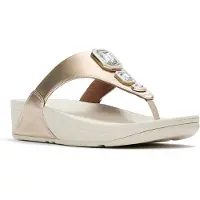FitFlop Women Lulu Metallic Bold Crystals Toe-Post Sandals Platino-Schoenmaat 43