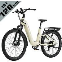 TTGO E-SUVO S6 - Full Suspension E-MTB 27,5 inch - 48V 15Ah Accu - Tot 120 km Actieradius - 70Nm Koppel - 250W Achterwielmotor - Hydraulische Schijfremmen - Shimano 7 Versnellingen - Beige
