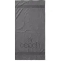 Linnick Strandlaken Velours Katoen Happy Beach 100x200cm - grey - Strandlaken Groot - Strandlaken 100x200 - Strandlaken Katoen - Strandlaken Beach