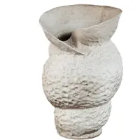 Ptmd Kery Cream Ceramic Vase With Open Swirl Border S