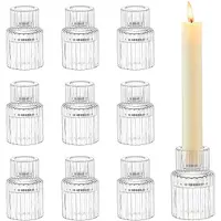 Unyqoos Set van 10 stijlvolle glazen kandelaars voor sfeervolle tafeldecoratie, transparant, 20*4cm, 10 stuks