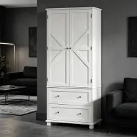 OKWISH Keukenkast Hoog Wit MDF 2 Deuren 2 Lades Verstelbare Planken 80 X 39,5 X 184,5 Cm