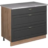 Vicco Keukenonderkast Fame-Line Anthrazit-Gold Landhaus/Goudkleurig Eiken 100 cm, WB Marmer, Model 62035