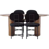 Ebuy24 Isolde eethoek eettafel naturel 4 stoelen velours zwart.
