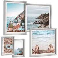 Tulup 4-Delige Schilderij Set - Italiaanse kustplaatsen en ontspannende stranden - 50 x 50 cm, 20 x 30 cm en 40 x 60 cm - Schilderijen Set - Wanddecoratie - Woonkamer - Woonkamer Decoratie