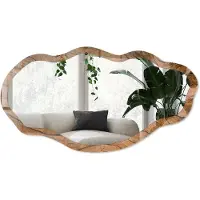 Wallfluent Houtstructuur Spiegel - Bruin Elegante Rechthoekige Wandspiegel - Organische Spiegel - Woonkamer, Kantoor, Slaapkamer - Rustiek - 45x90 cm - Totale afmeting 52x97 cm