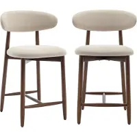 COLAMY Barkrukken set van 2 - keukenbarstoelen met rugleuning - Barstoel houten poten - Beige