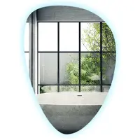 Wallfluent LED Wandspiegel - Organische Spiegel met Verlichting - 50 x 70 cm - Grote Organische Design Spiegel - LED Spiegel voor Woonkamer - Koud Wit 6500K - Moderne Wandspiegel
