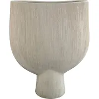 Ptmd Tywin Khaki Ceramic Oval Pot On Foot Fine Lines L