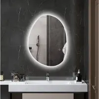 STILVORA Spiegel – Asymmetrische LED Badspiegel Met Anti Condens En Aanraakschakelaar – 70 x 50 cm – Glas – Zilver – Wandmontage